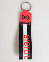 Dolce & Gabbana Red White DG Logo Polyester Brass Holder Keychain Keyring
